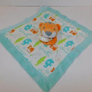 Gymboree Tiger Safari Animals Orange Blue Security Blanket Baby lovey nunu